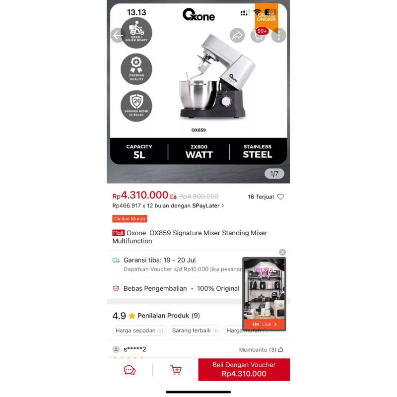 mixer oxone 859 masih baru