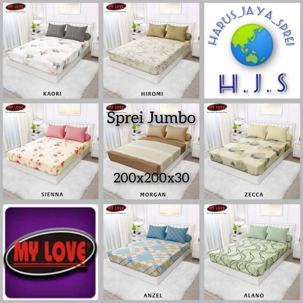 SPREI MY LOVE JUMBO 200x200 T.30 EXTRA KING SIZE SPREI KATUN TERBARU
