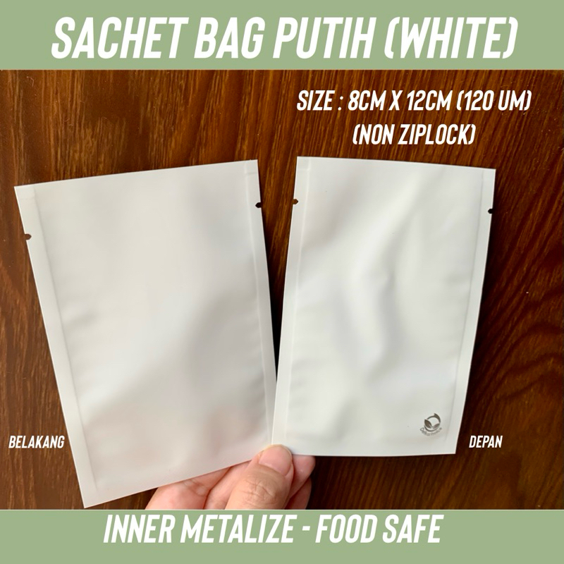 KEMASAN SACHET BAG FOIL WHITE PUTIH 8X12 100PCS