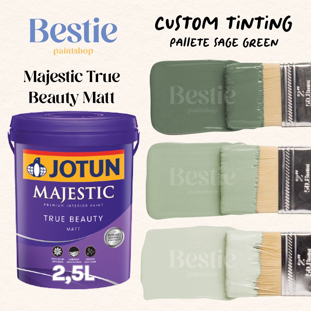JOTUN MAJESTIC TRUE BEAUTY MATT 2,5 LITER / SAGE GREEN / BISA REQUEST CUSTOM WARNA TINTING