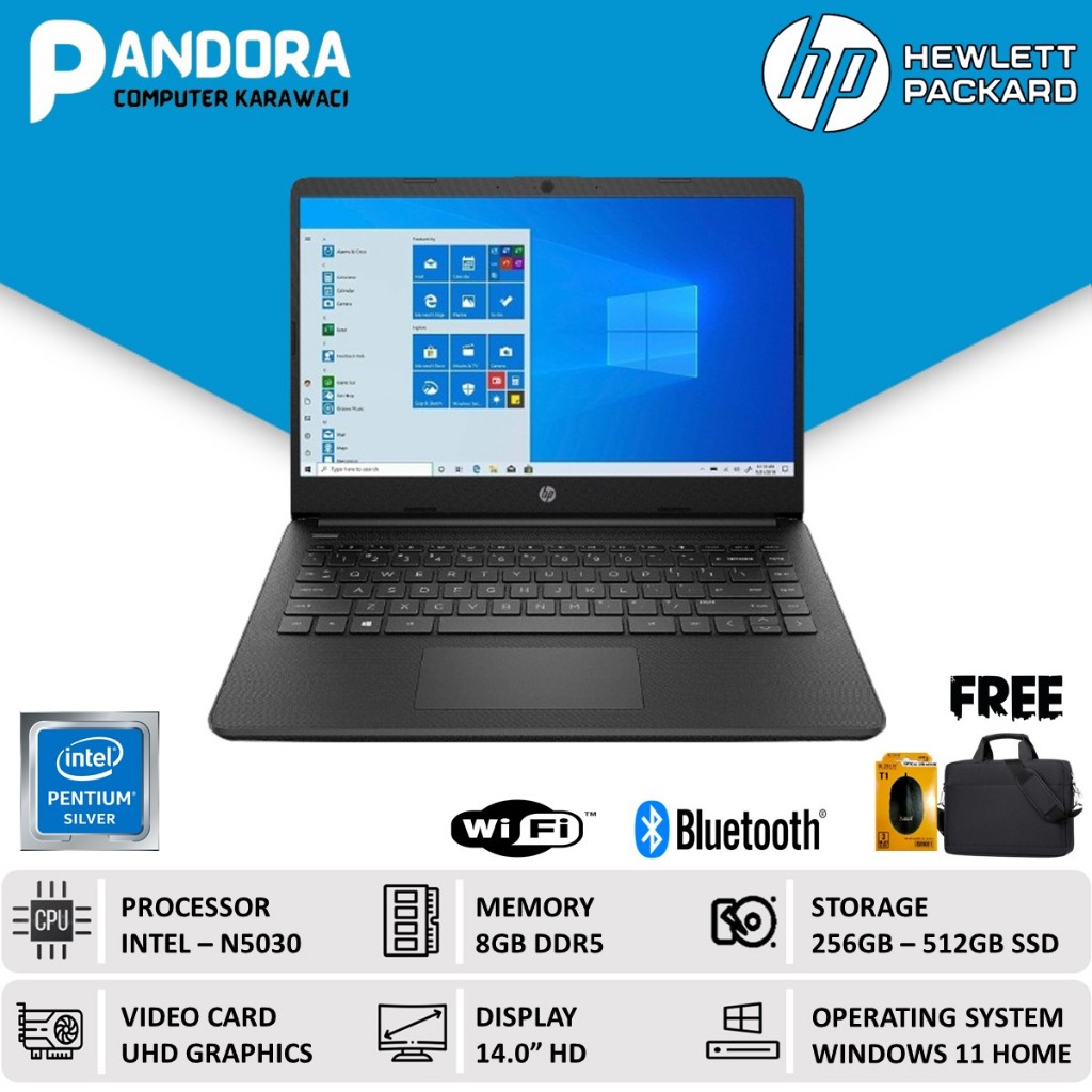 LAPTOP HP 14 INTEL PENTIUM SILVER N5030 8GB 512GB SSD WINDOWS 11