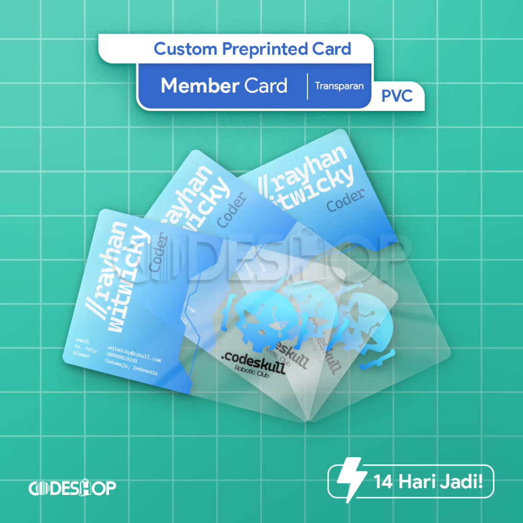 

Cetak Custom Preprinted PVC Card Transparan Kartu Member