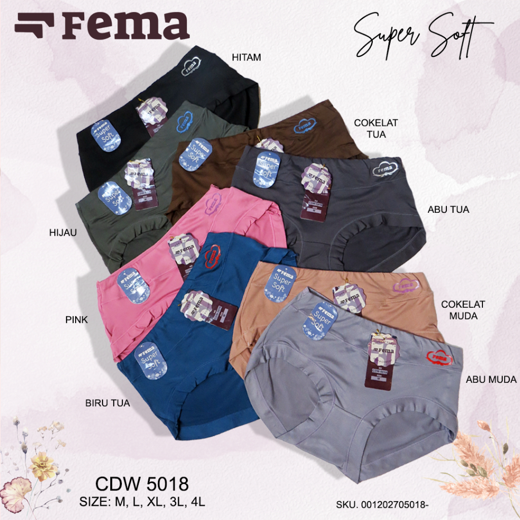 FEMA Official Shop 1 pcs CD Wanita 5018 Highwaist Celana Dalam Jumbo
