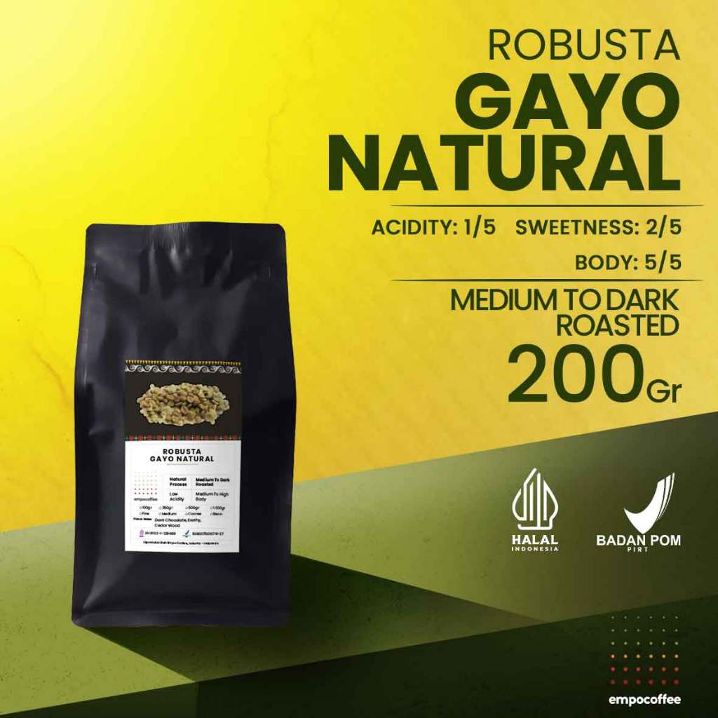 

Empo Coffee Biji Kopi Bubuk Robusta Aceh Gayo Sumatra Coffee Bean Espresso Roast Coffe Roasted Beans 200 Gram