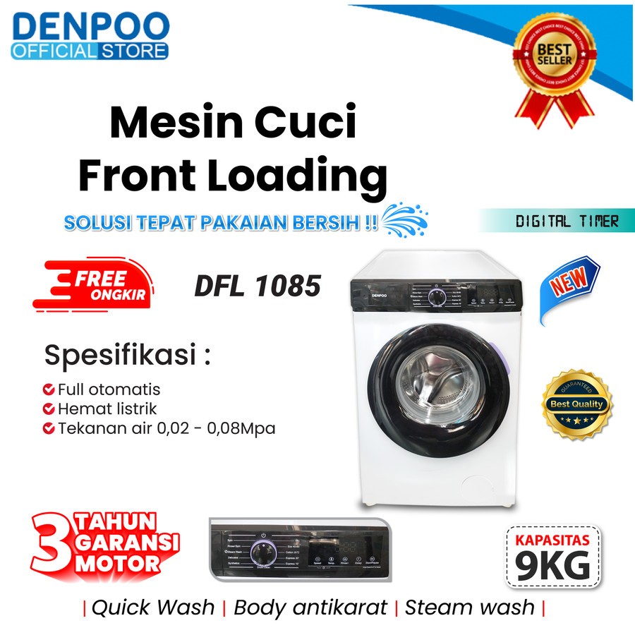 Denpoo Mesin Cuci Front Loading  DFL 1085 - 9Kg