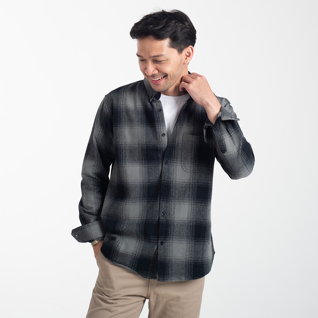 Kemeja Flanel Pria WOODCUTTER Dark Britania Flannel Shirt Lengan Panjang