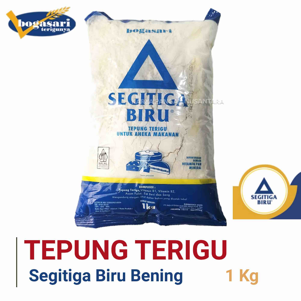 

TEPUNG TERIGU SEGITIGA BIRU BENING 1KG BOGASARI SEGITIGA BIRU 1 KG