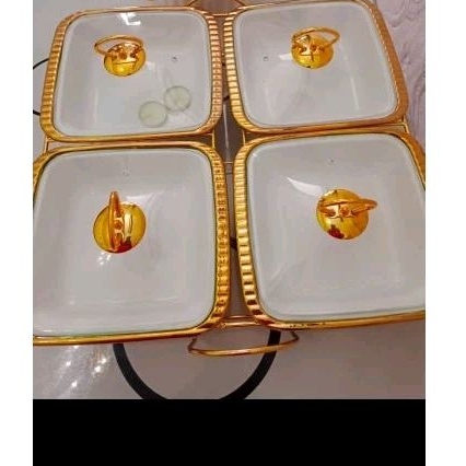 prasmanan gandeng 4 bahan keramik tutup kaca marble