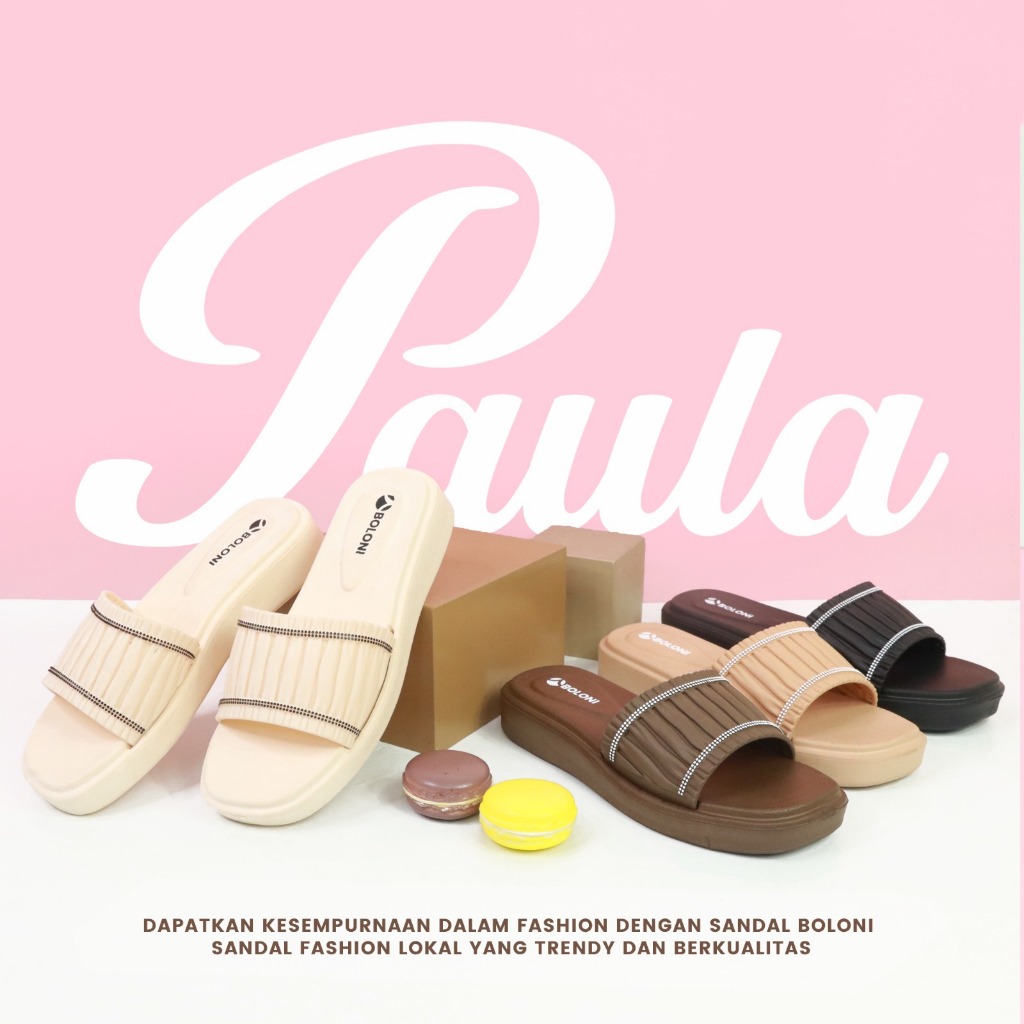 ( PAULA ) Sandal BOLONI slop wanita/sandal flat wanita casual