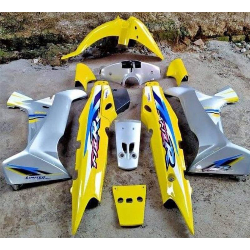 cover bodi halus full set yamaha fiz r kuning silver