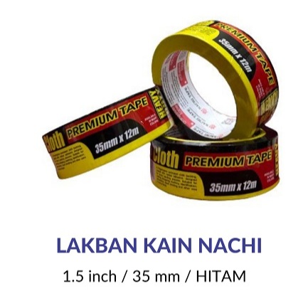 

Isolasi/Lakban Kain Nachi Premium Tape Hitam 1,5"/35mm x 12 m