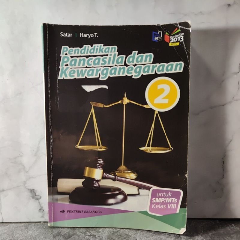 Buku (PPKN) Pendidikan Pancasila dan Kewarganegaraan 2, kelas 8, VIII, SMP, Penerbit Erlangga, Satar