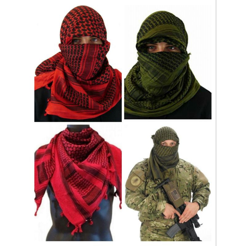 Surban army tactical shemagh semagh sorban militer hijau merah kerudung - syall gunung camping olahr