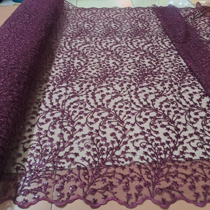 tile bordir motif bunga kecil-kecil full payet