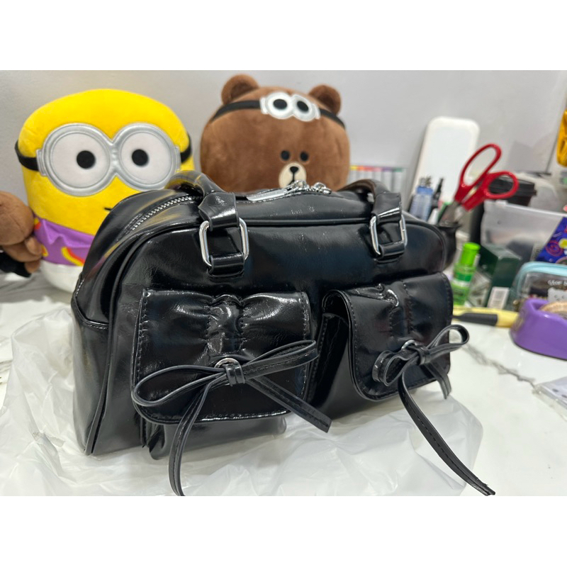 READY INA| Preloved tas chubby bag handbag bowling coquette core taobao black korean ribbon bag