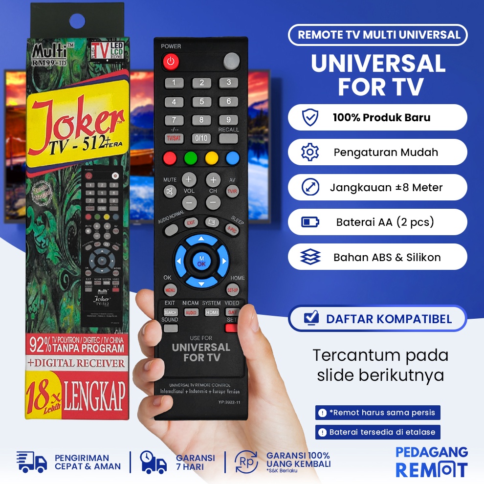 DISKON BESAR Remot Remote TV Tabung LCD LED Multi Universal Joker LG Samsung Polytron Toshiba Sharp 