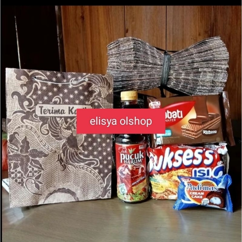 

￼PROMO MURAH !!! 100 PCS PAPER BAG MOTIF BATIK TALI BESAR DAN KUAT UK 27cmx21cmx6cm