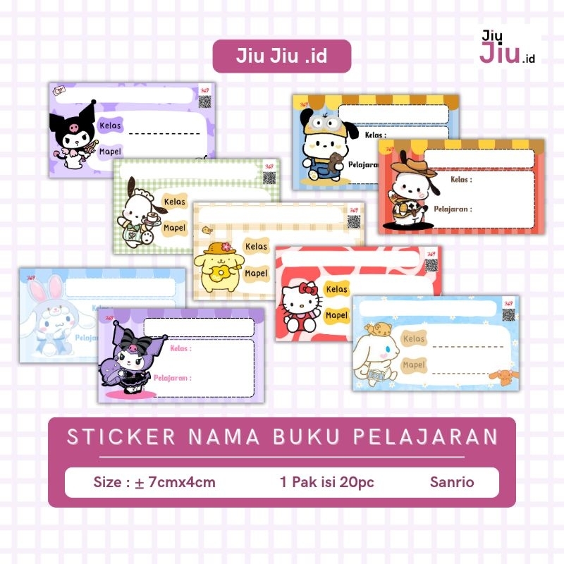 

JiuJiu.id | Sticker Nama Buku Pelajaran Karakter - isi 20pc - Sanrio Kuromi Cinnamoroll Pochacho Hello Kitty