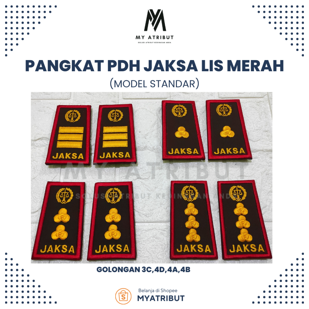 Pangkat PDH Jaksa Lis Merah Gol 3C 3D 4A 4B | Pangkat Kejaksaan