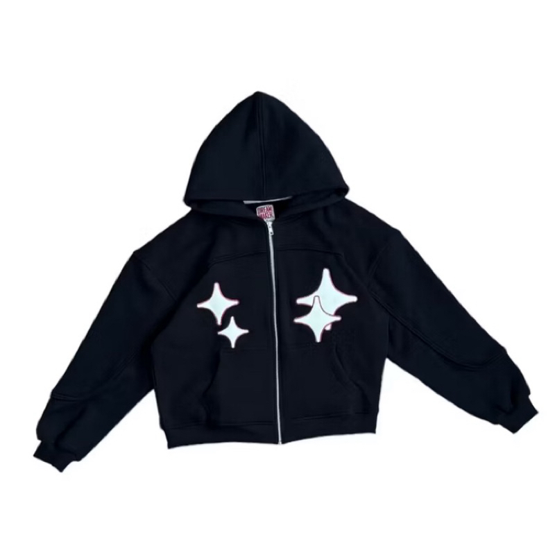 Dust la stella - MULTI PATCH BLACK ZIP HOODIE