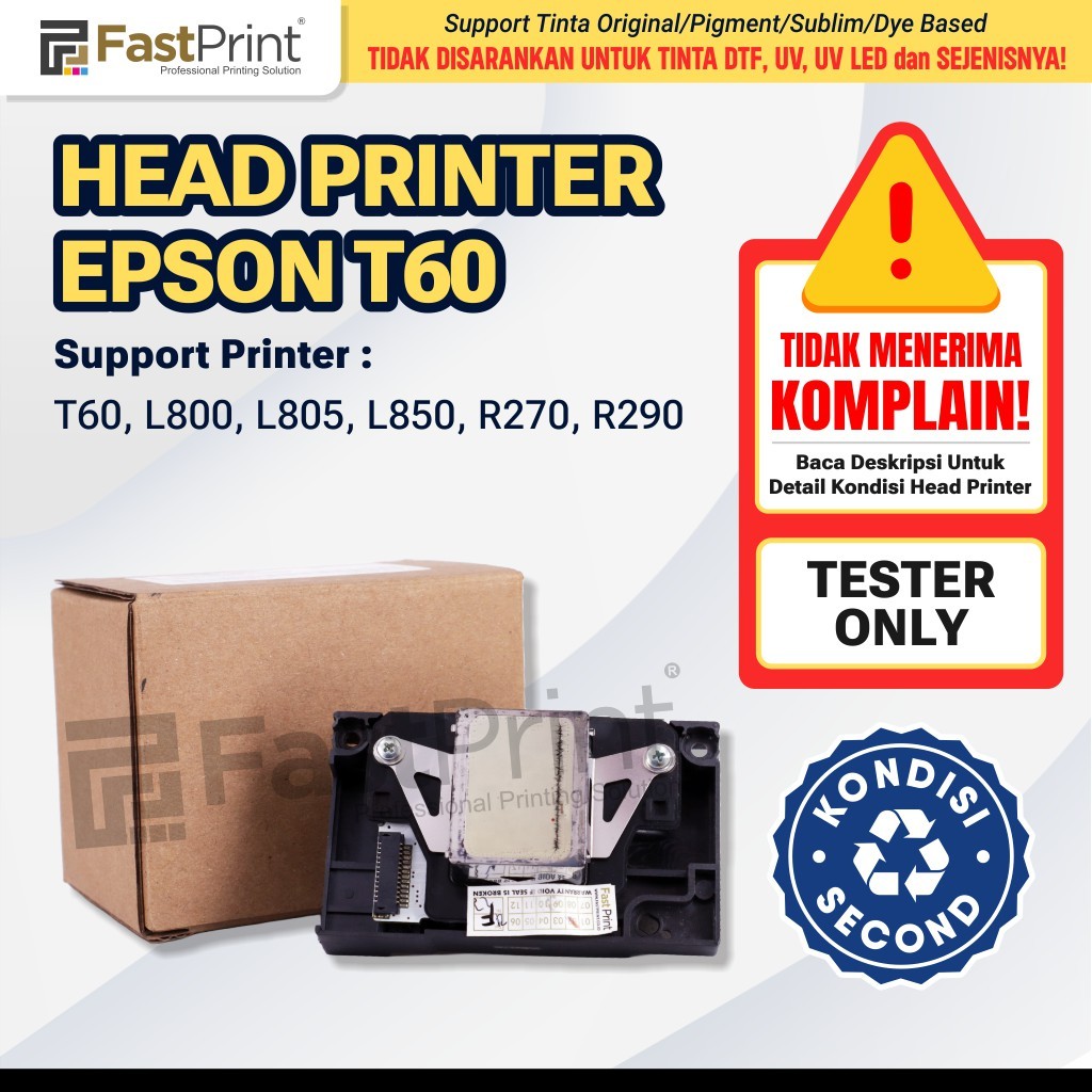 Head Printer Epson T60 L800 L805 L850 R290 Tester Second