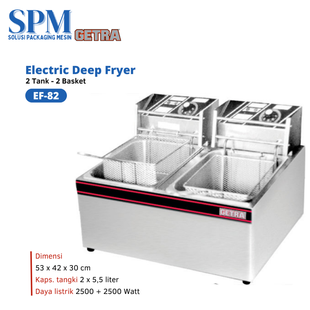 Getra Deep Fryer Listrik 2 Tank Electric Deep Fryer E-82 / EF 82 / EF82 Getra