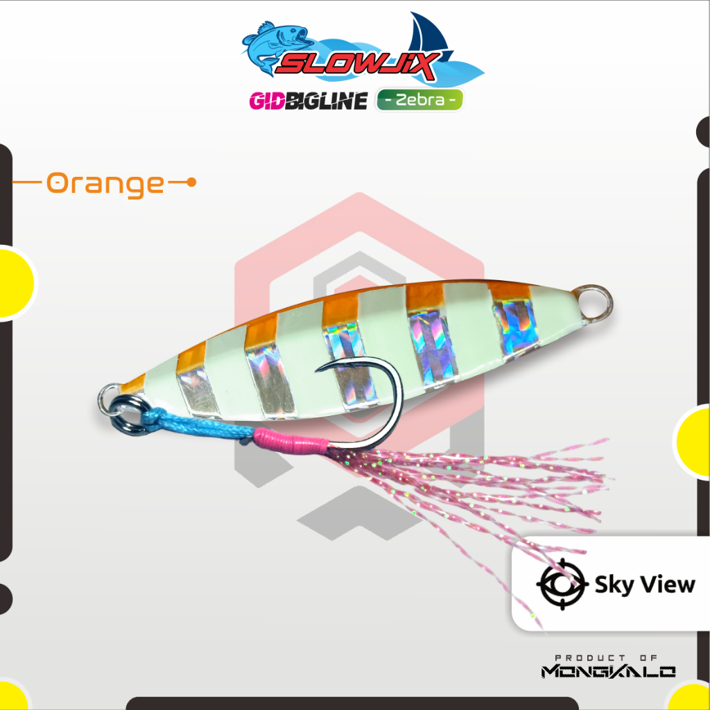 Mongkalo Slowjix Garis-Besar GID-Zebra noMotif Fluorescent 30 Orange