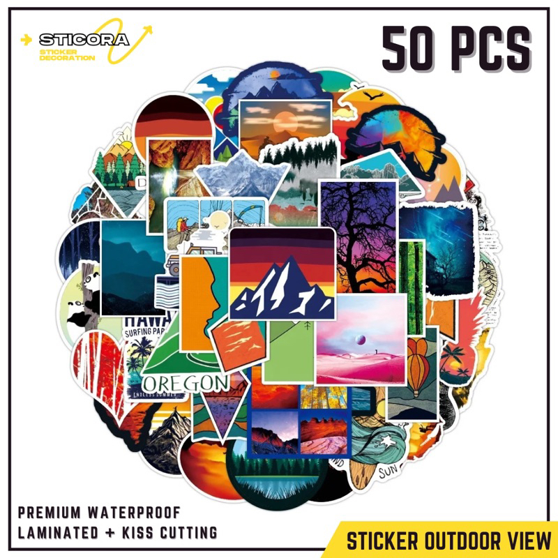 

[50 Pcs] Stiker Pack Pemandangan Alam Aesthetic Vinyl Waterproof Laminated Dekorasi Laptop Handphone Thumblr