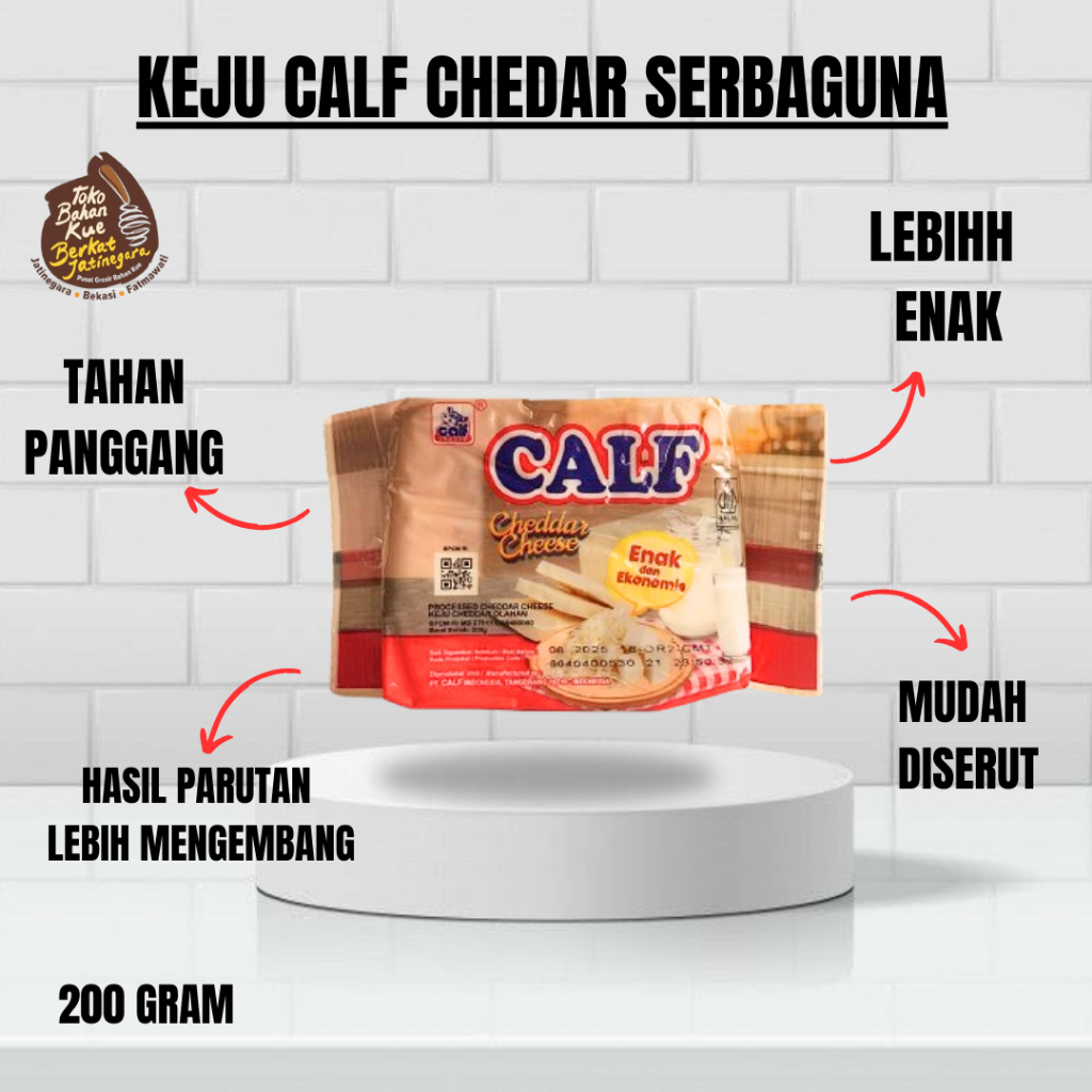 

KEJU CALF CHEDDAR CHEESE SERBAGUNA / KEJU CALF SERBAGUNA KEMASAN EKONOMIS 200 GRAM