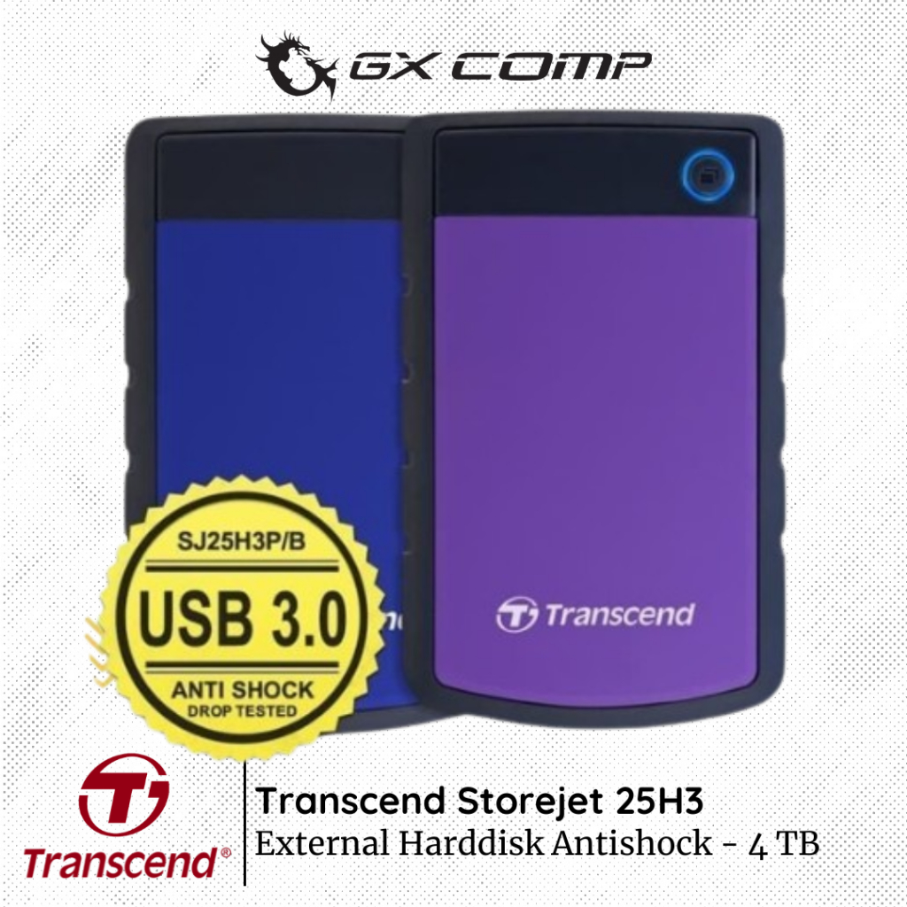 Transcend Storejet 25H3 4TB HDD | External Harddisk Antishock - 4 TB