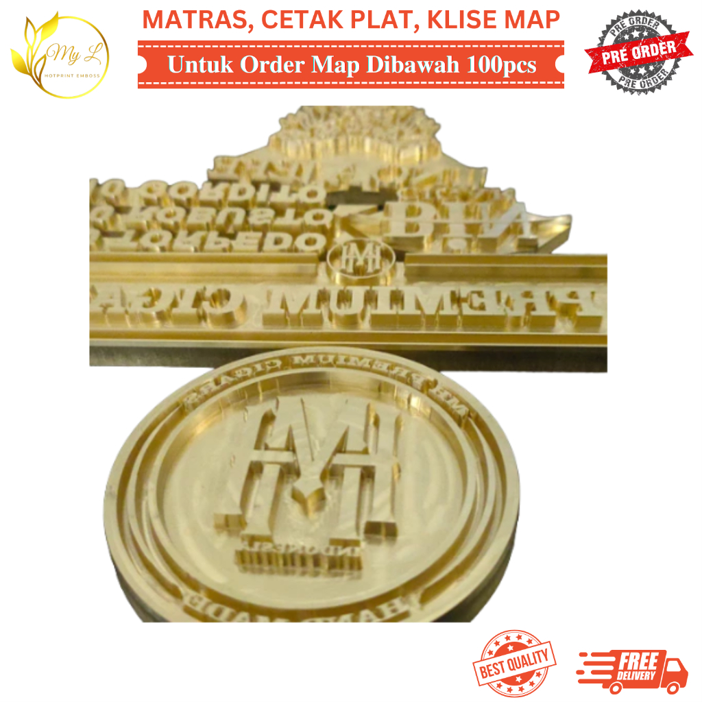 

My.L CUSTOM - MATRAS, MATRES, CETAK PLAT, KLISE MAP (Untuk Emboss 2x / Order Map / Sampul Dibawah 100pcs)