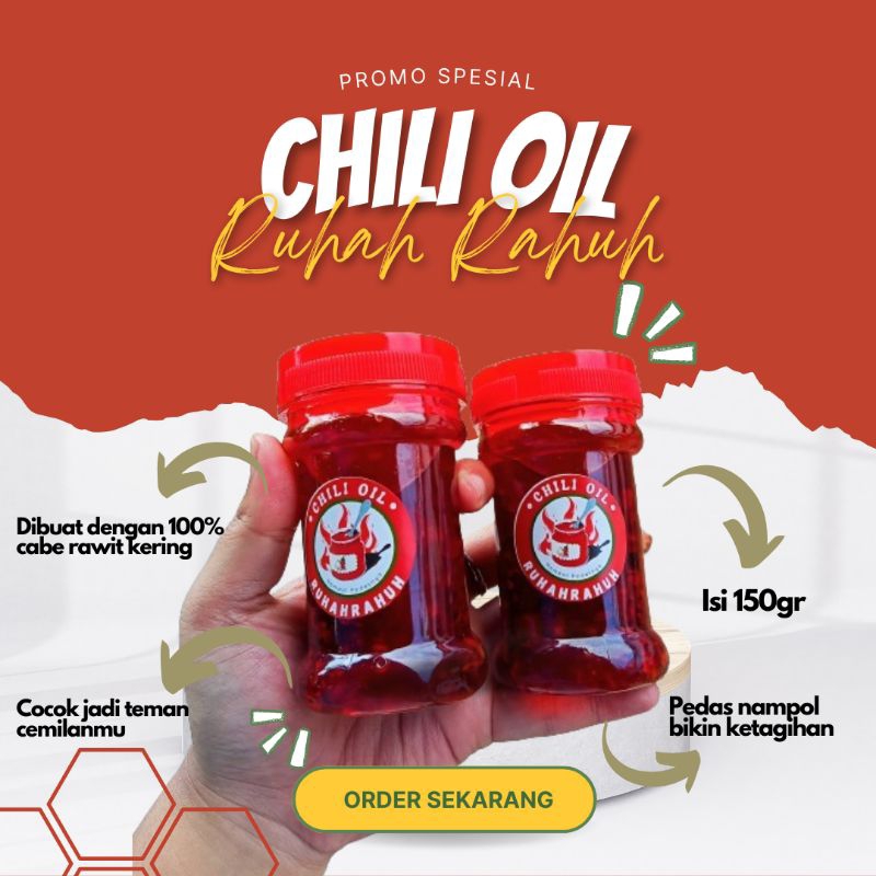 

Chili Oil Enak Pedas Gurih Kemasan 150gr | Chili Oil Untuk Cocolan Dimsum Dan Gorengan | Bisa COD