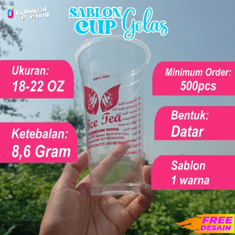 Sablon Gelas Cup 22Oz Slim & 18Oz Slim Termurah Free Ongkir COD