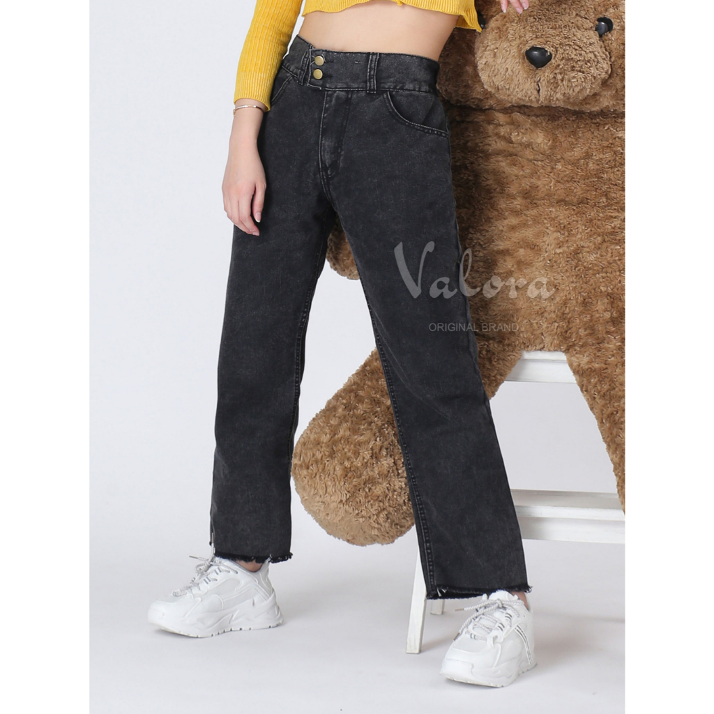 VALORA - Celana Panjang Boyfriend Jeans Wanita Highwaist Jeans Rawis Alenna HIGHWAIST KARET