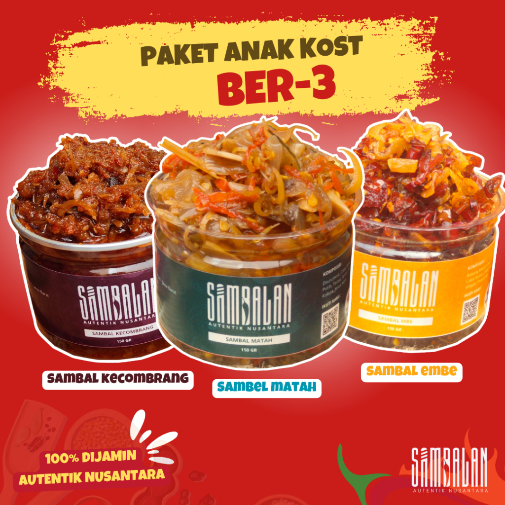 

SAMBALAN - PAKET ANAK KOST BER-3 (MATAH,KECOMBRANG,EMBE)