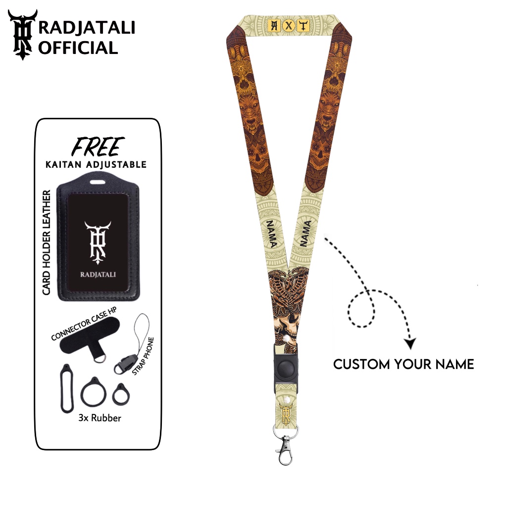 

Lanyard Custom Nama Vintage Series 2cm Request Nama Satuan Gantungan Card holder Full printing 2 sisi Tali Lanyard Hp Name Tag