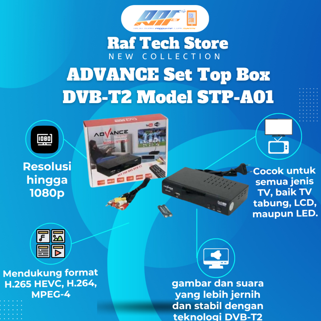 ADVANCE Set Top Box DVB-T2 Model STP-A01 Penerima Siaran Tv Digital - Set Top Box Advance - set top 