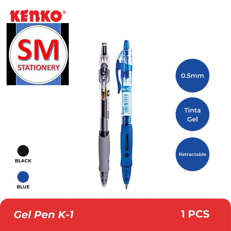 

Ballpoint - Pulpen K1 Retractable Gel Pen 0.5 mm (1 pcs) Hitam