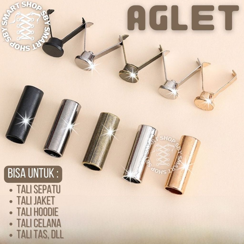 (AGLET) Aglet Besi Metal Super Keren Untuk Tali Sepatu Jaket Sweater Hoodie Celana Tas