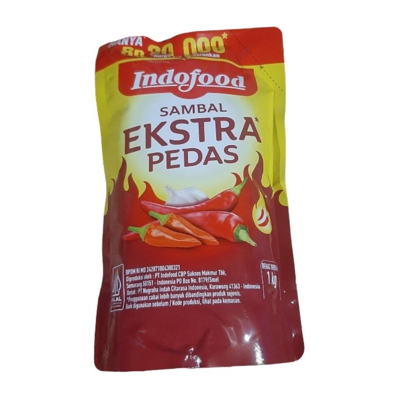 

INDOFOOD SOUS SAMBAL EXTRA PEDAS 1 KG KEMASAN POUCH ISI ULANG
