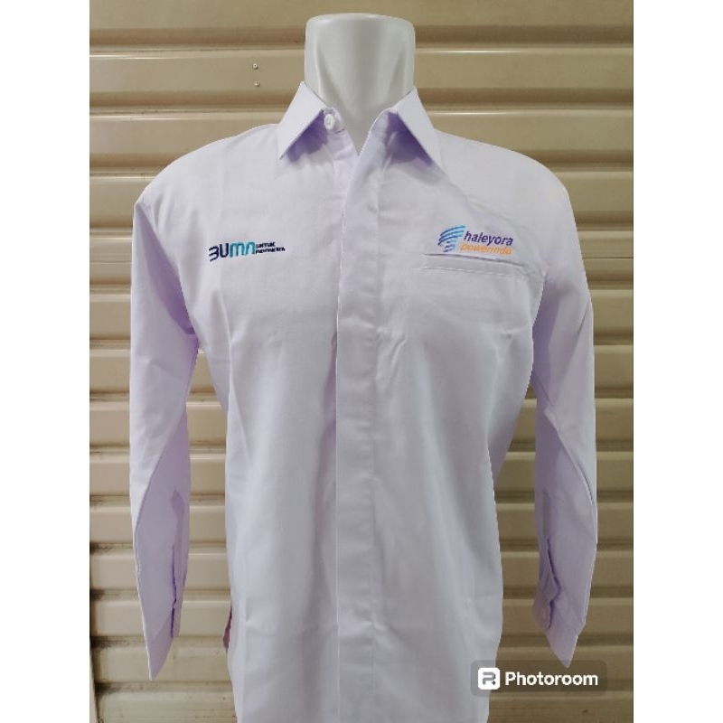 Kemeja BUMN HALEYORA POWERINDO Seragam Haleyora Putih Lengan Panjang