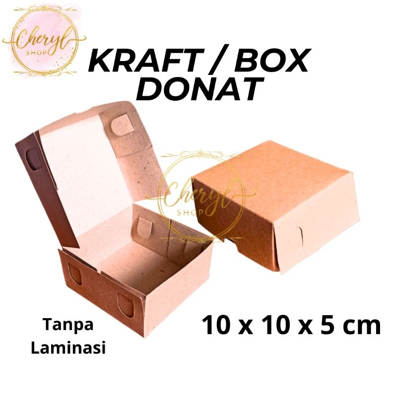 

(10 PCS) DOS / DUS KRAFT DONAT D1 / CROMBOLONI TANPA LAMINASI ISI 1 UK 10 X 10 X 5 CM / Karton Box Kardus Dus Kue Hampers Kraft