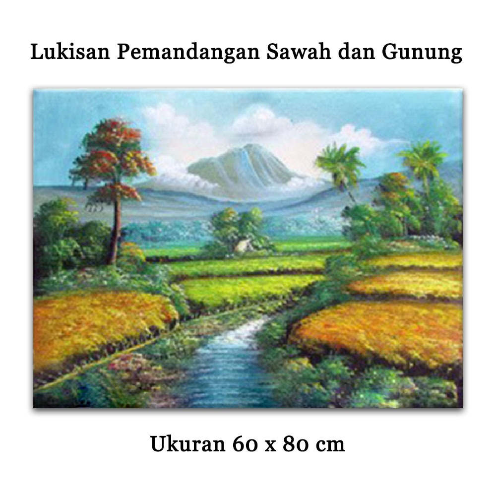LP069 - Lukisan Pemandangan Sawah dan Gunung