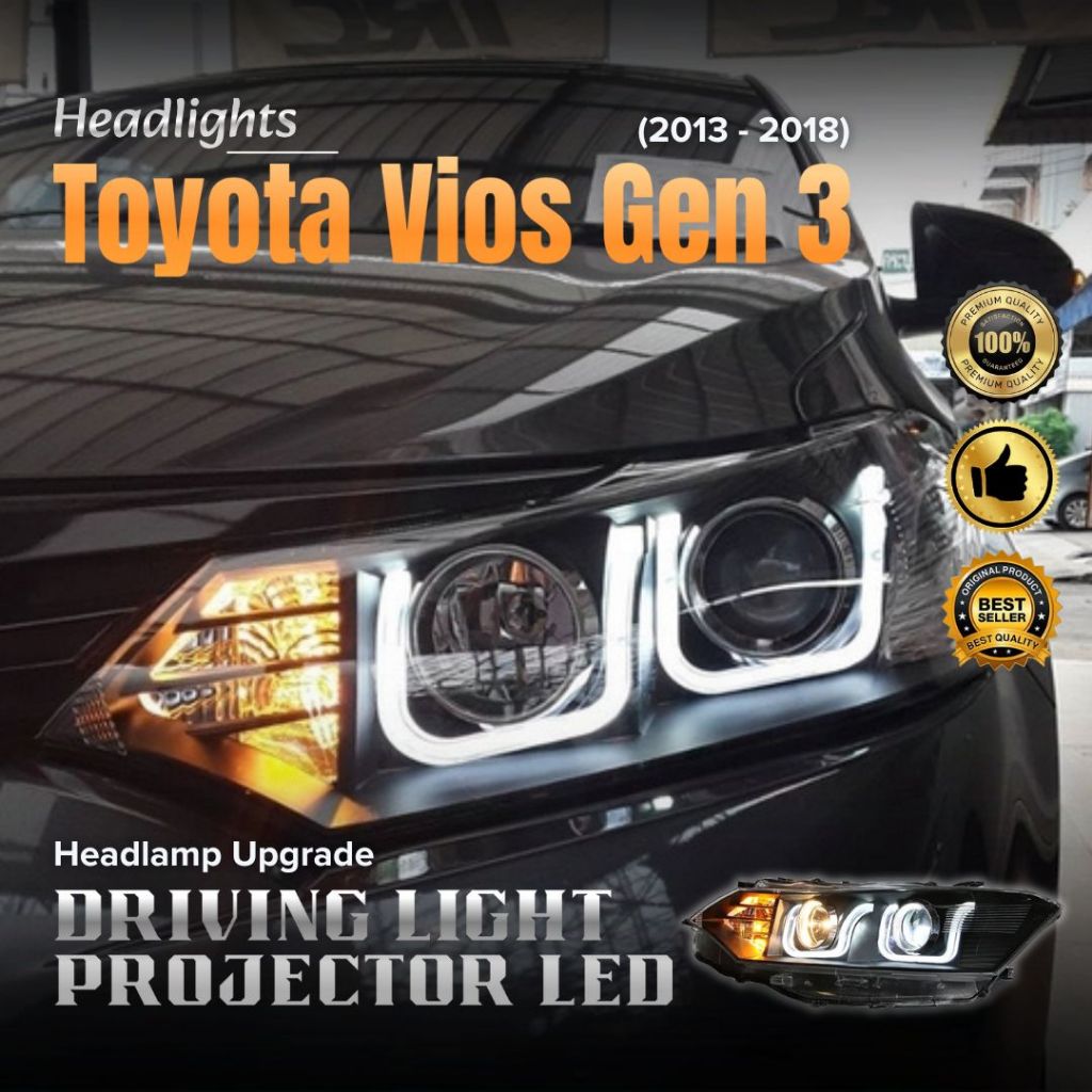 TOYOTA VIOS (2013 - 2018) GEN 3 - HEADLAMP / HEAD LAMP / LAMPU DEPAN - DRIVING LIGHT PROJECTOR LED
