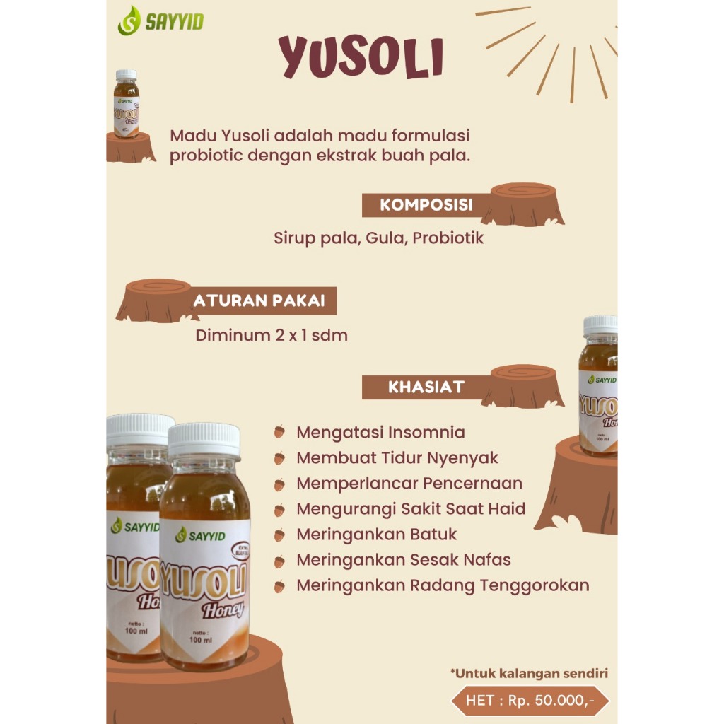

Yusoli Honey Sayyid 100ML Pengobatan Insomnia