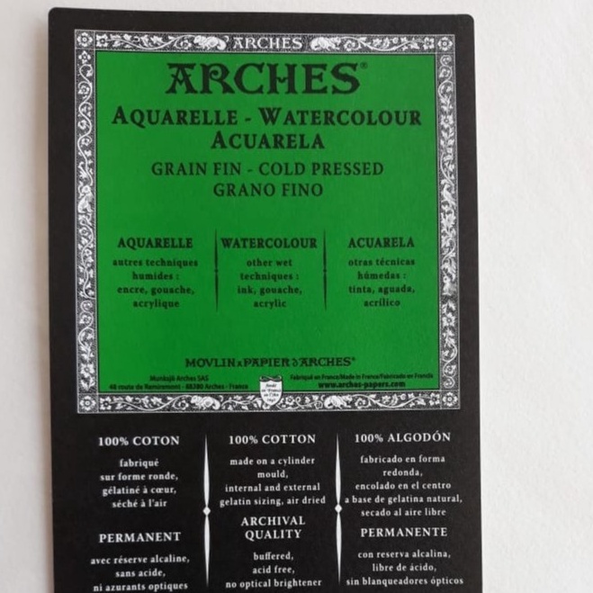 

ARCHES WATER COLOUR PAPER COLD 56cmX76cm 185GSM 3GSM KODE W1K7