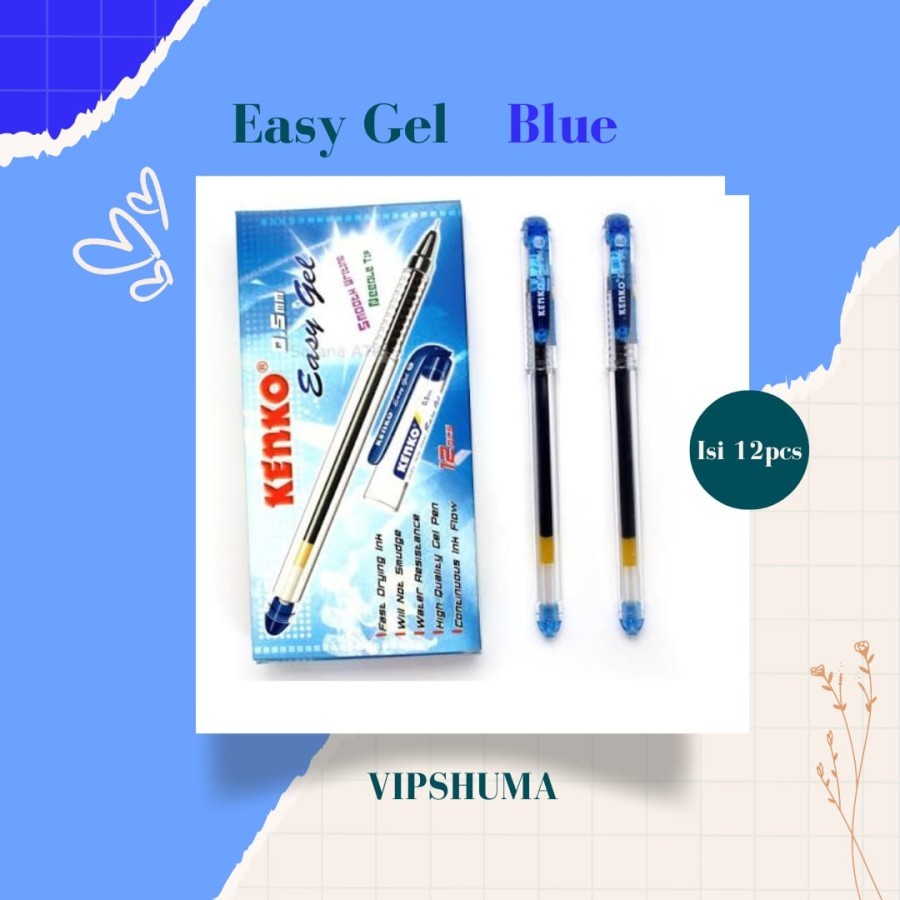 

KENKO Pulpen/Pen/Pena/Bollpoin EASY GEL 0,5mm isi 12 pcs