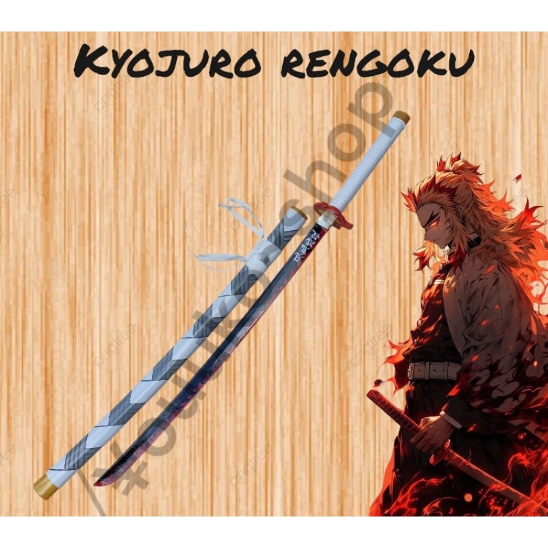 katana kayu kyojuro rengoku kimetsu no yaiba