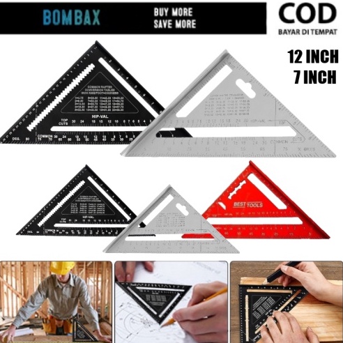 

Penggaris Segitiga Siku 712 Inch Triangle Ruler Alumunium Speed Square Alloy Penggaris Pengukur Sudut Portable KODE U5T9