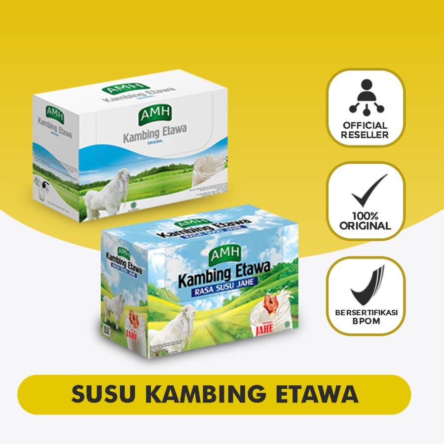 

Susu Kambing Etawa AMH 1 Box 10 Sachet Vanila & Jahe Susu Kesehatan - Jahe Merah